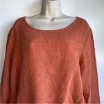 Bryn Walker Cinnamon Asymmetrical Hem Lagenlook Linen Tunic Top Rust L Photo 1