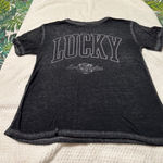 Lucky Brand  Women's Los Angeles Distressed Graphic Black Tee S Photo 0