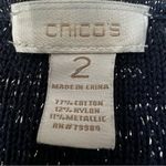 Chico's Open Front Waterfall Navy Silver Metallic Sparkly Cardigan Sz 2 (L 12) Photo 8