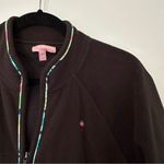 Lilly Pulitzer  Printed Trim Full Zip Fleece Jacket Womens Medium Black Photo 2