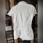 ZARA  denim playsuit romper utility white short sleeve pockets snap collar jumper Photo 7