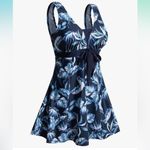 ECUPPER Womens Plus Size Swimsuit One Piece Skirted Tummy Control with Shorts Blue Photo 1