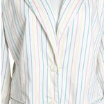 Sag Harbor Blazer Womens Size 14 Pastel Easter Rainbow Stripe Office Work Career Photo 0
