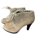 Anne Klein Size 9M Taupe Suede Ankle Booties With Lace-Up Design & 4" Heel Photo 0