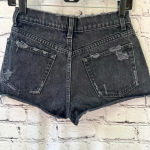 Reformation  Dixie High Waisted‎ Distressed Black Denim Button Fly Shorts Size 25 Photo 3