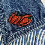 Just My Size Blue White Stripe top Embroidery 22w/24w 100%cotton county pumpkin denim collar Photo 5