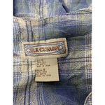 VTG Silk Exchange Blue Plaid Button Up V Neck Short Sleeve Silk Shirt Womens S Photo 4