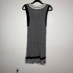 English Factory Black White Chunky Knit Sleeveless Fringe Hem Dress Photo 4
