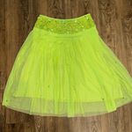 Basil & Maude Lime Green Beaded Waist Midi Skirt Photo 0