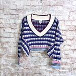 Anthropologie Maeve V-neck Cropped Fair Isle Sweater Size XS NEW Photo 3