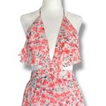 SheIn  Pink Floral Halter Maxi Dress XS Criss Cross Cutout Open Back Flowy Summer Photo 2