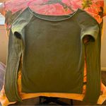 Brandy Melville off shoulder long sleeve cotton tee shirt green khaki Photo 1