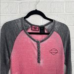 Harley Davidson Pink and Gray Long Sleeve Henley Size M Photo 1