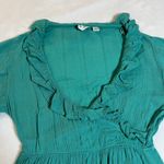 Roxy  V-Neck Ruffle Trim Mini Dress Size X-Small Wide Sleeve Beach Boho Colorful Photo 3