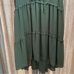 cupio  Olive Green High Low Lace Up Ruffle Midi Dress Size Extra Large Photo 5