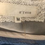 A’reve Size M Boho Lined Lace Blouse Top Semi Sheer Bell sleeves and Tie at Neck Blue Size M Photo 6