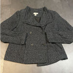 Ann Taylor LOFT TweedOne Button Blazer Jacket Black Charcoal Size S Photo 0