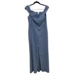 NWT Dessy Collection V Neck Off The Shoulder Trumpet Gown Dress 14 Larkspur Blue Photo 12