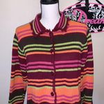 Studio Works  colorful striped shaggy button down cardigan sweater Photo 1