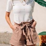 Bohme BÖHME Corduroy High Waisted Paper Bag Shorts In Taupe Photo 0