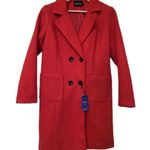 Calvin Klein Women’s Wool Blend Pea Coat Size Large Double Breasted Red Lined Long Winter Photo 11
