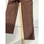 Wildfox  Pants Womens Medium Brown Faux Vegan Leather Slit Hem Straight Leg Photo 5