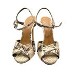 Tory Burch Tan/Brown/Cream Snakeskin Leather Criss Criss Open Toe Heels Photo 11