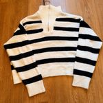 Stradivarius  Black and Cream Striped Turtleneck Sweater Photo 0