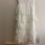 Phenomenal Passion White Tulle Pleated Strapless Maxi Dress Large Photo 5
