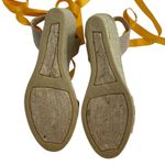 Talbots  Espadrille‎ Wedge Sandals Size 9 Yellow Red Ribbon Tie Up Ankle Stripe Photo 5