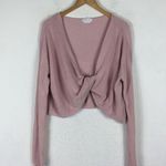 Lovers + Friends Spring Twist Sweater Dusty Rose Plunge Front Womens Small Photo 0