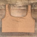 SKIMS  Soft Smoothing Seamless Lurex Scoop Neck Bralette Tan Glitter Sports Bra Photo 0