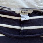 Bar III Navy & white striped wide cropped shirt Photo 1