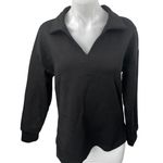 NEW Anrabess Womens Black Long Sleeve V Neck Collared Polo Sweatshirt Top Size S Photo 0