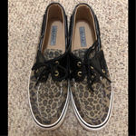 Sperry  Sz 7.5M Ladies Leopard Biscayne Patent Top Sider Leather Boat Shoes Photo 6