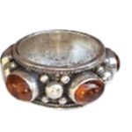Vintage Sterling Silver Amber Cabochon Ring Sz 7 Photo 9