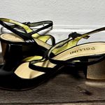 Pollini Patent Leather Sandals Strappy Open Toe Block Heel Buckle Strap 38 7.5 Black Photo 1