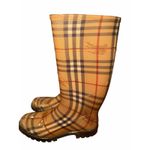 Burberry Brown Nova Check Rubber Rain Boots Women Size 38 Glossy Finish Photo 4
