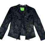 LOGO By Lori Goldstein Logo Lori Goldstein Blazer Womens 4 Black Dark Floral Chiffon Ruffle Witchy Goth Photo 0