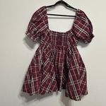 Anthropologie NEW  Maeve Maeve Puff Mini Dress In Plaid Large Holiday Preppy Fun Photo 4