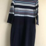 Allison Brittney  Women’s Knit Sweater Dress Size S Navy Blue Striped NWT! Photo 2