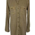 SP Black Label Shirt Dress Brown Medium Button Down Long Sleeve Chic Photo 0