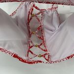 NEW Rose Gal Size 3X High Neck Halter Bikini Top Red Open Lattice Beaded Photo 3