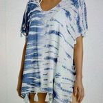 Surf Gypsy  Women V-Neck Blue Hand Printed Tassel Trim Cover Up, Size M Photo 0