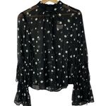 Topshop Black & White Polka Dot Mock Neck Sheer Long Sleeve 4 Photo 0