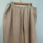 Flax  Womens 100% Linen Tan Pull On Cropped‎ Tapered Pants Photo 9