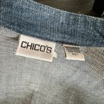 Chico's Blue and Red Embroidered Jean Jacket Photo 2