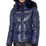 S13 Faux Fur Trim Puffer Jacket Blue Size Medium Photo 1