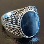 Casual black obsidian S925 silver ring size 8.75 Photo 1