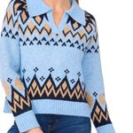 CeCe women’s collared sweater blue size M Photo 0